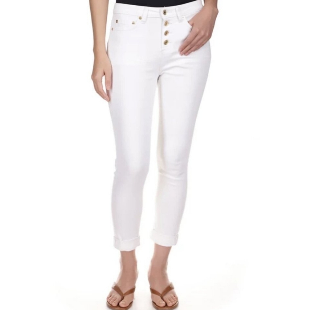 Michael Kors Selma Skinny High Rise Cropped Stretch Jeans in White